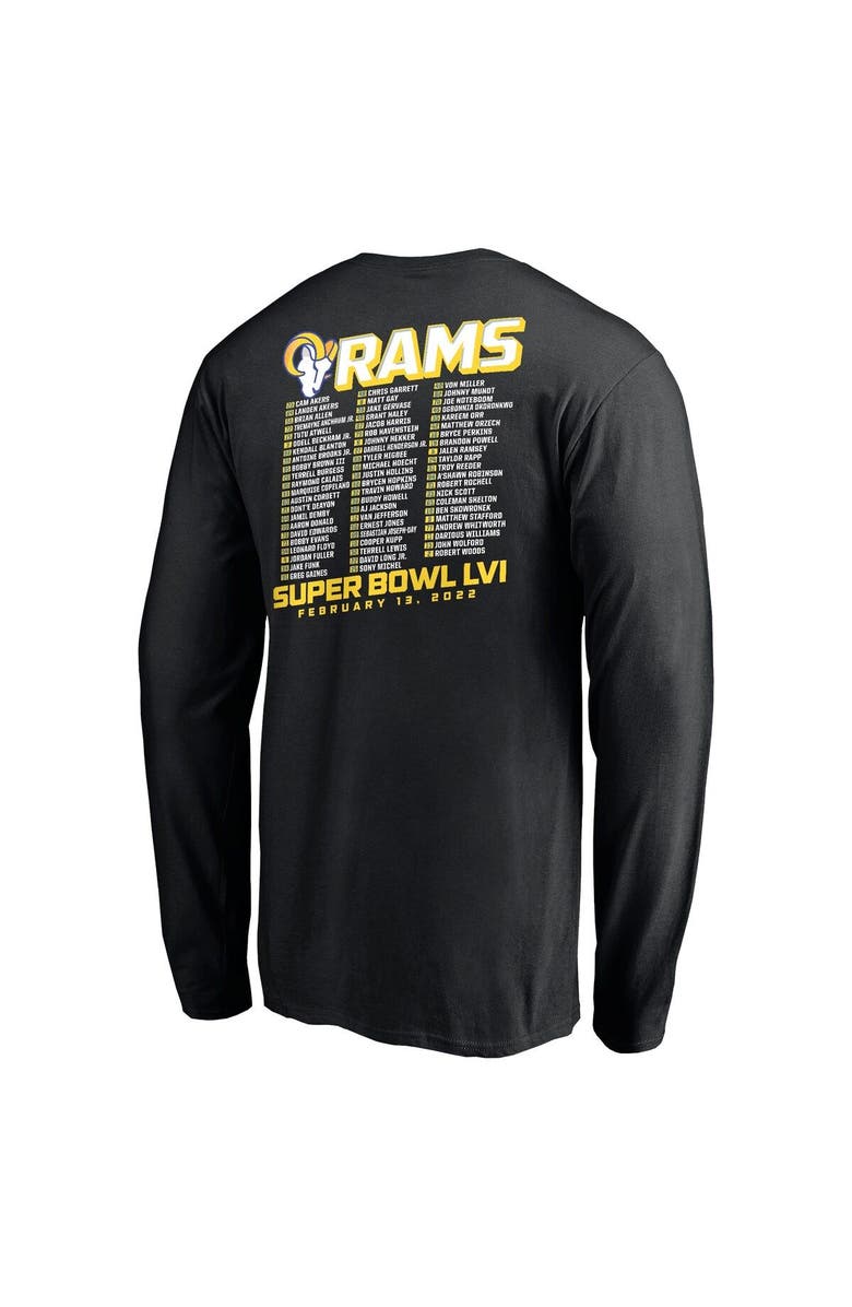 FANATICS Men's Fanatics Branded Black Los Angeles Rams Super Bowl LVI Bound Tilted Roster Long Sleeve T-Shirt, Alternate, color, 