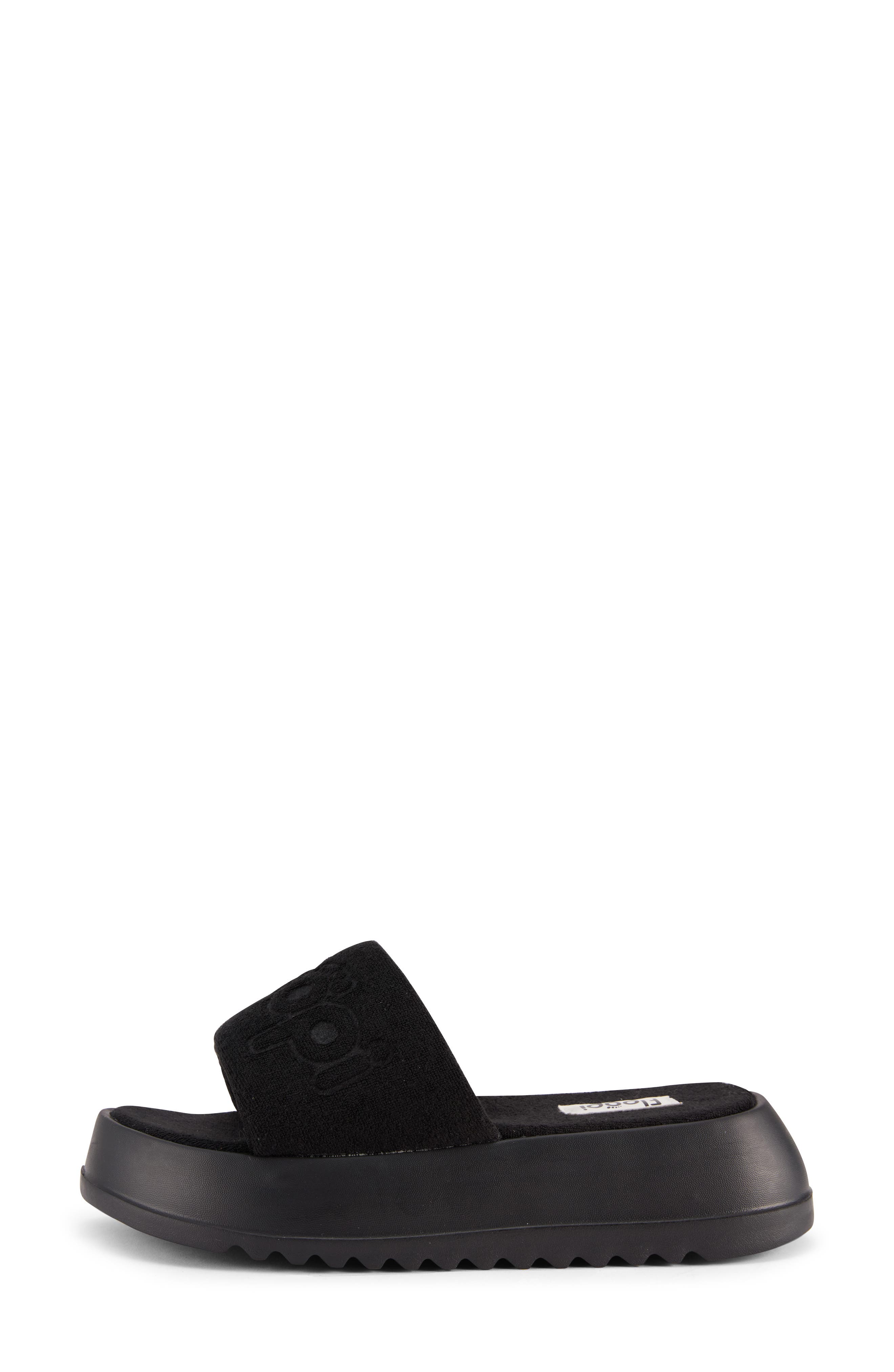 FLOOPI Terry Platform Slide Sandal, Alternate, color, Black