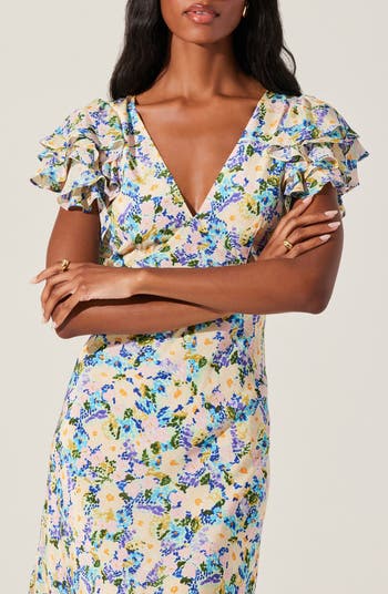 ASTR the Label Celestine Floral Flutter Sleeve Maxi Dress