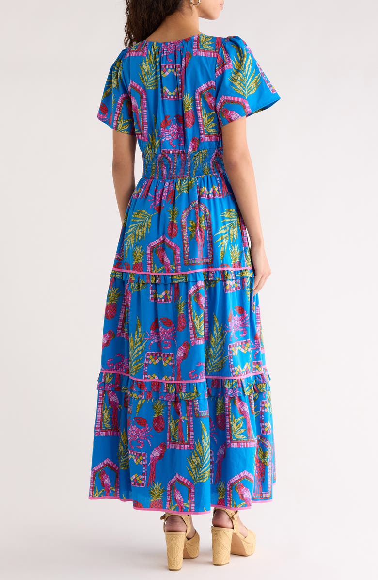 SUGARLIPS Bally Tropical Ernie Tiered Maxi Dress, Alternate, color, Pink-Blue-Green