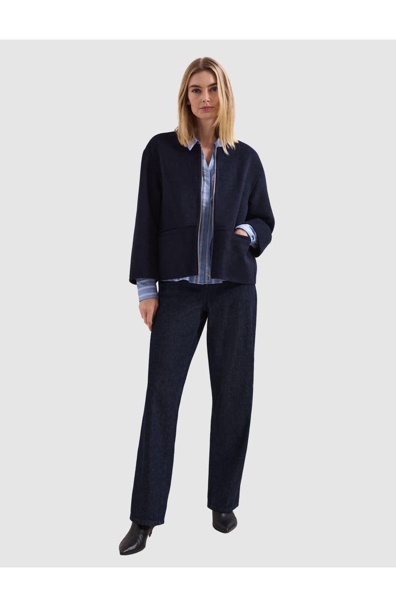 Phase Eight Georgie Wool Round-Neck Boxy Jacket, Main, color, Navy