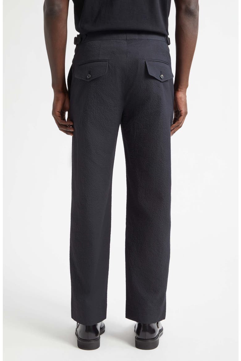 Side Buckle Seersucker Trousers, Alternate, color, DARK NAVY