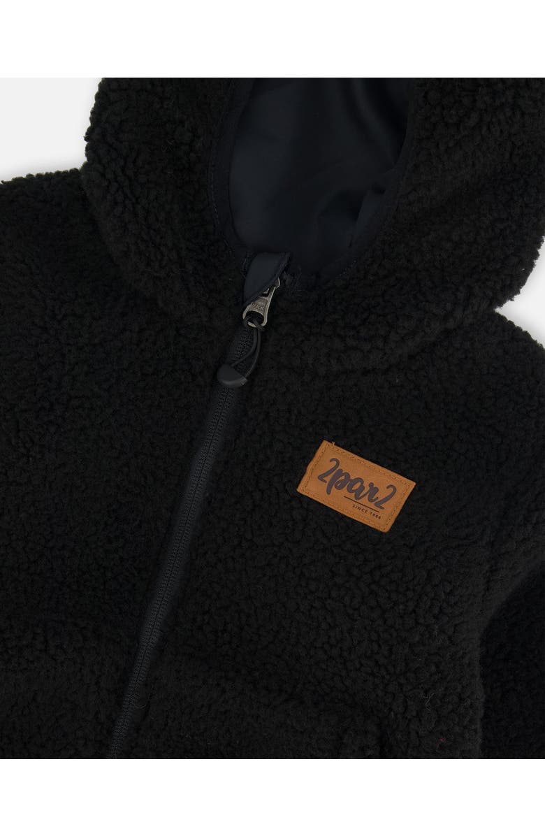 Deux par Deux Baby Boy's Reversible Soft Fleece Jacket Black, Alternate, color, 