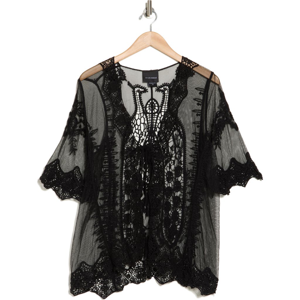 FORGOTTEN GRACE FORGOTTEN GRACE TIE FRONT CROCHET LACE TRIM TOP