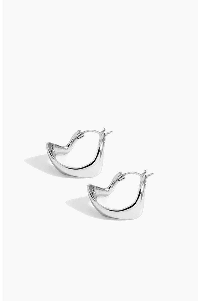 Curved Mini Hoop Earrings, Main, color, Silver