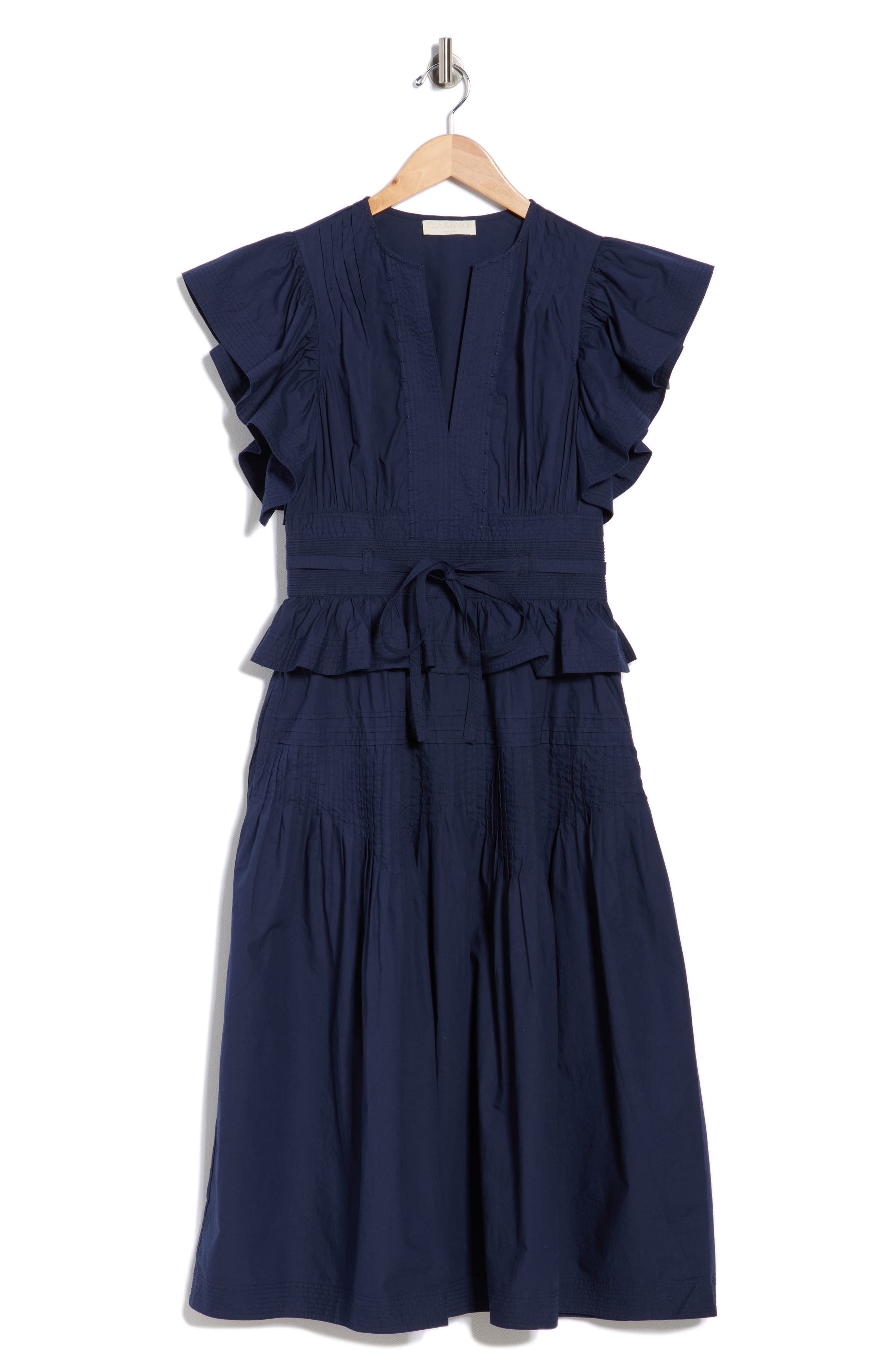 Ulla Johnson Florence Flutter Sleeve Cotton Poplin Midi Dress