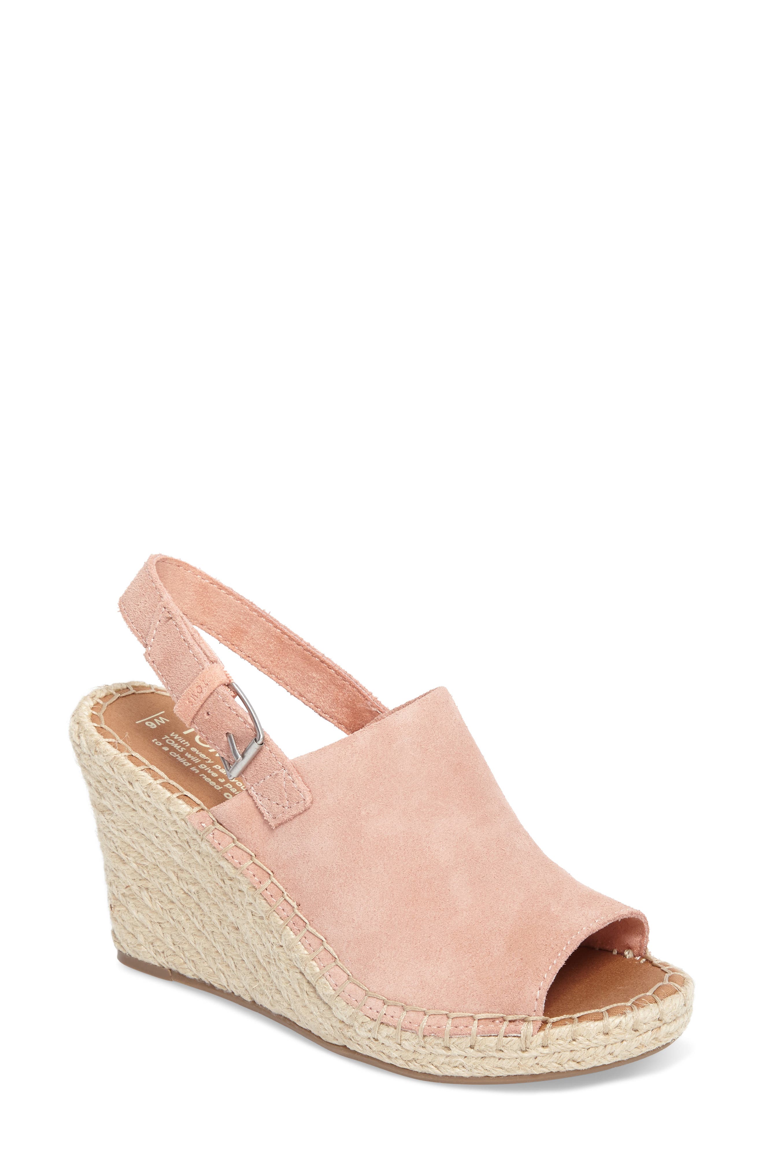 Monica Slingback Wedge, Main, color, BLOOM SUEDE