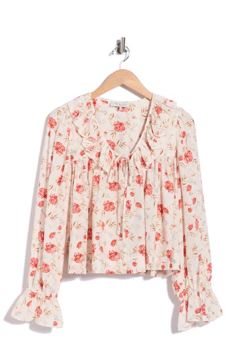 Tie Neck Long Sleeve Ruffle Top