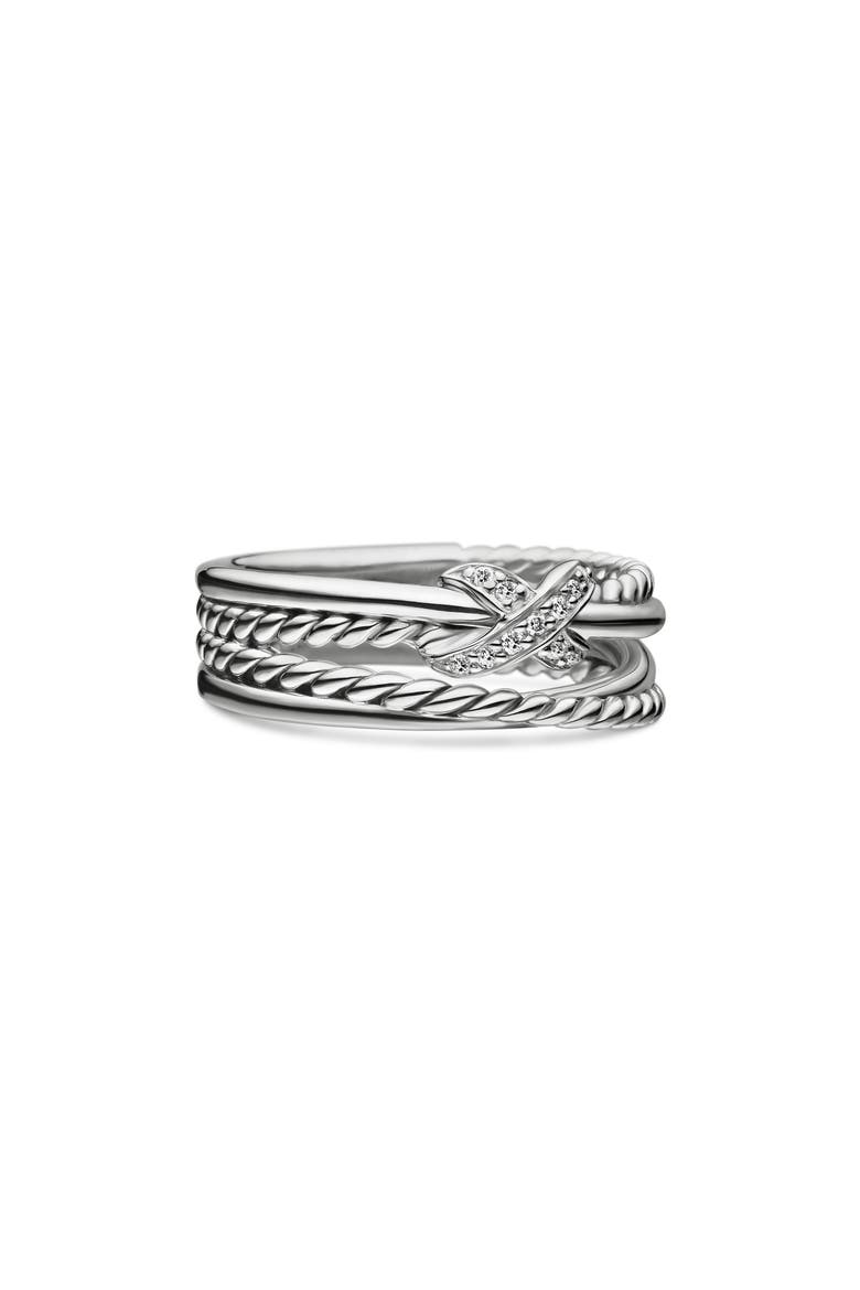 X Crossover Diamond Band Ring, Alternate, color, SILVER/ DIAMOND