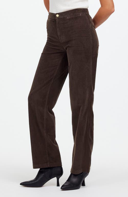 Madewell The Emmett Wide Leg Full Length Corduroy Pants: Welt Pocket Edition In Dark Carob