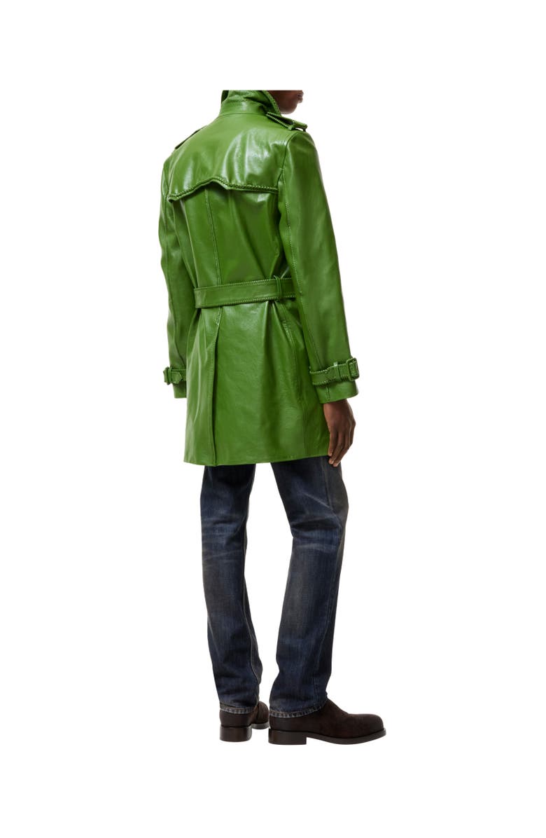 Burberry Mid-length Leather Leverton Trench Coat, Alternate, color, Samphire Green