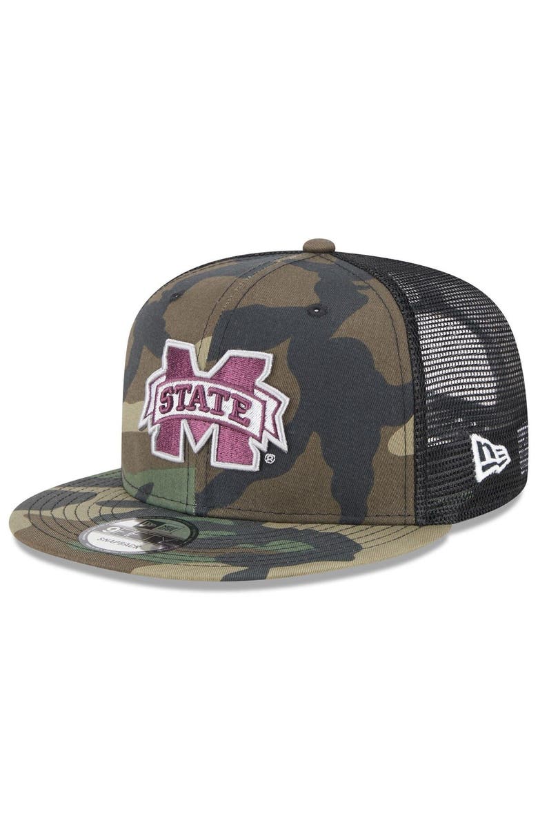 New Era Men's New Era Camo/Black Mississippi State Bulldogs Classic Trucker 9FIFTY Snapback Hat, Main, color, 