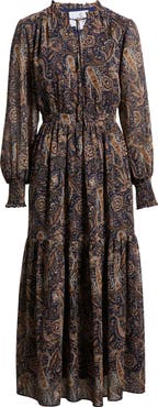 Sam Edelman Boho Paisley Long Sleeve Maxi Dress