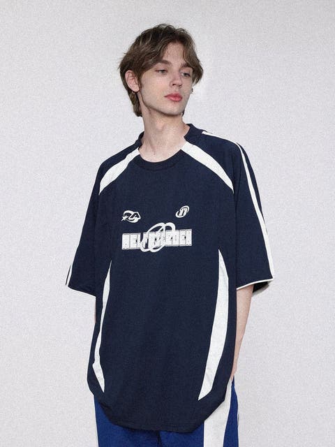 Contrast Color Stripe Soccer Jersey