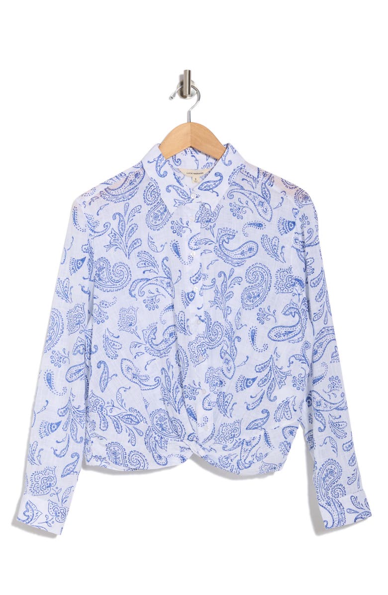 Lucky Brand Button Front Shirt, Alternate, color, Blue Print