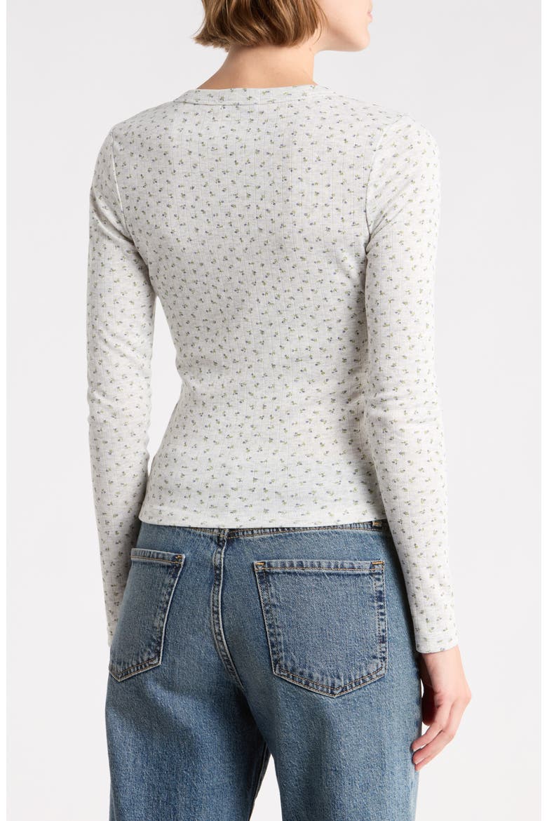 Button Front Knit Top, Alternate, color, DOVE DITSY