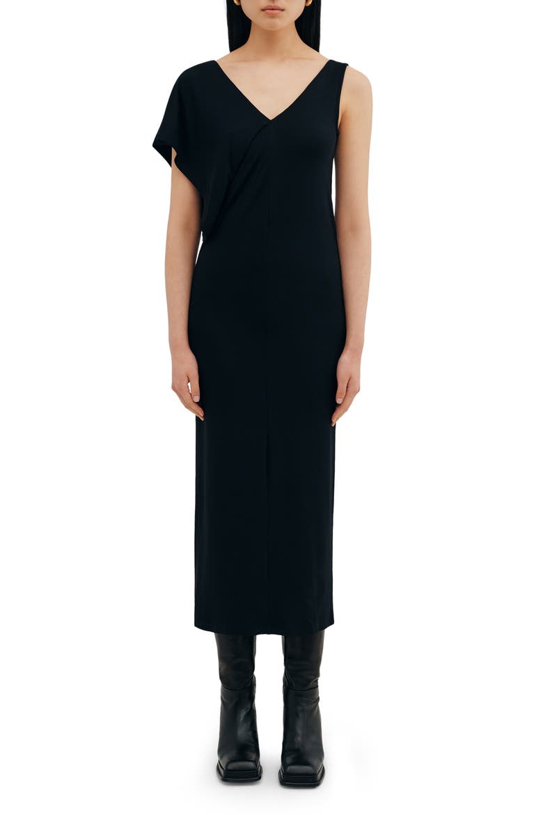 Tulum Asymmetric Maxi Dress, Main, color, BLACK