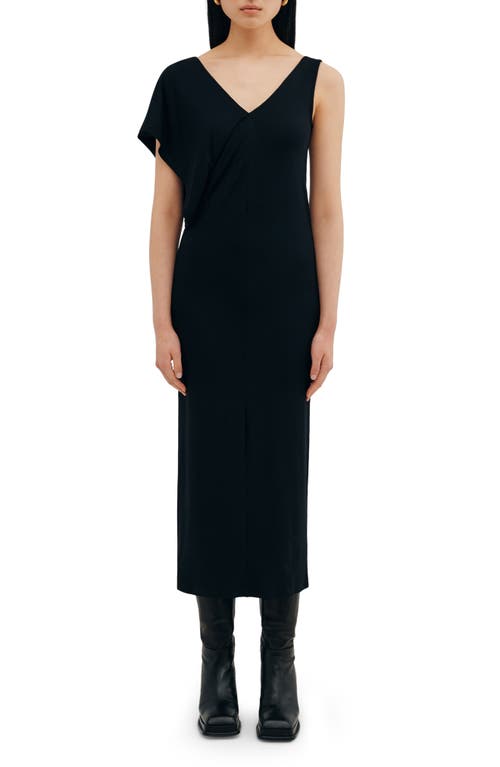 Two Lines By Marcella Tulum Asymmetric Maxi Dress In Black