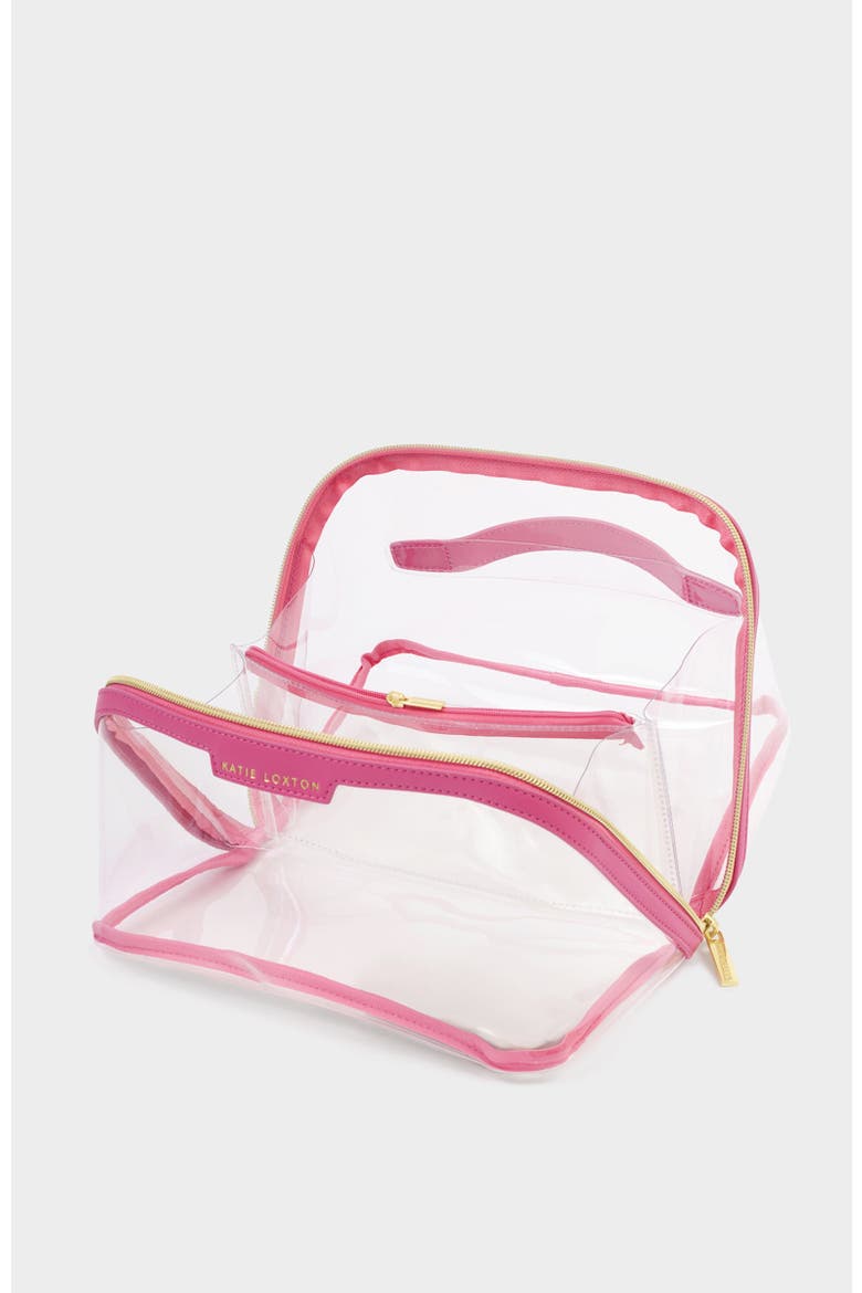 Large Clear Fold-Out Wash Bag, Alternate, color, Sugar Pink