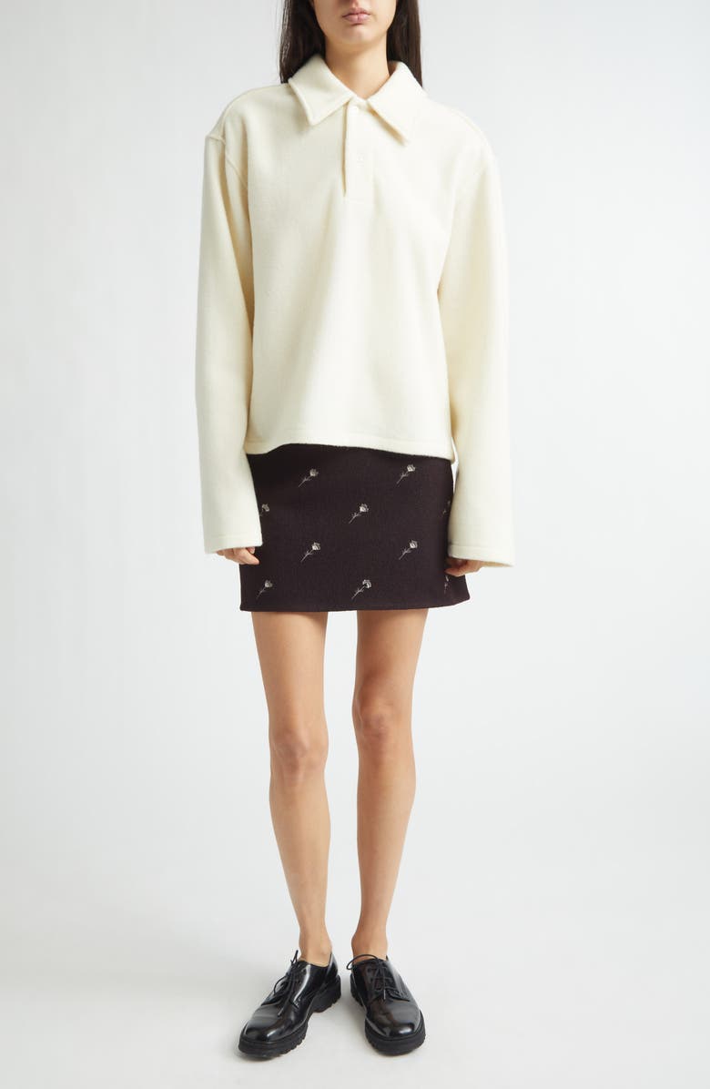 RIER Wool Fleece Polo, Alternate, color, Off White Fleece