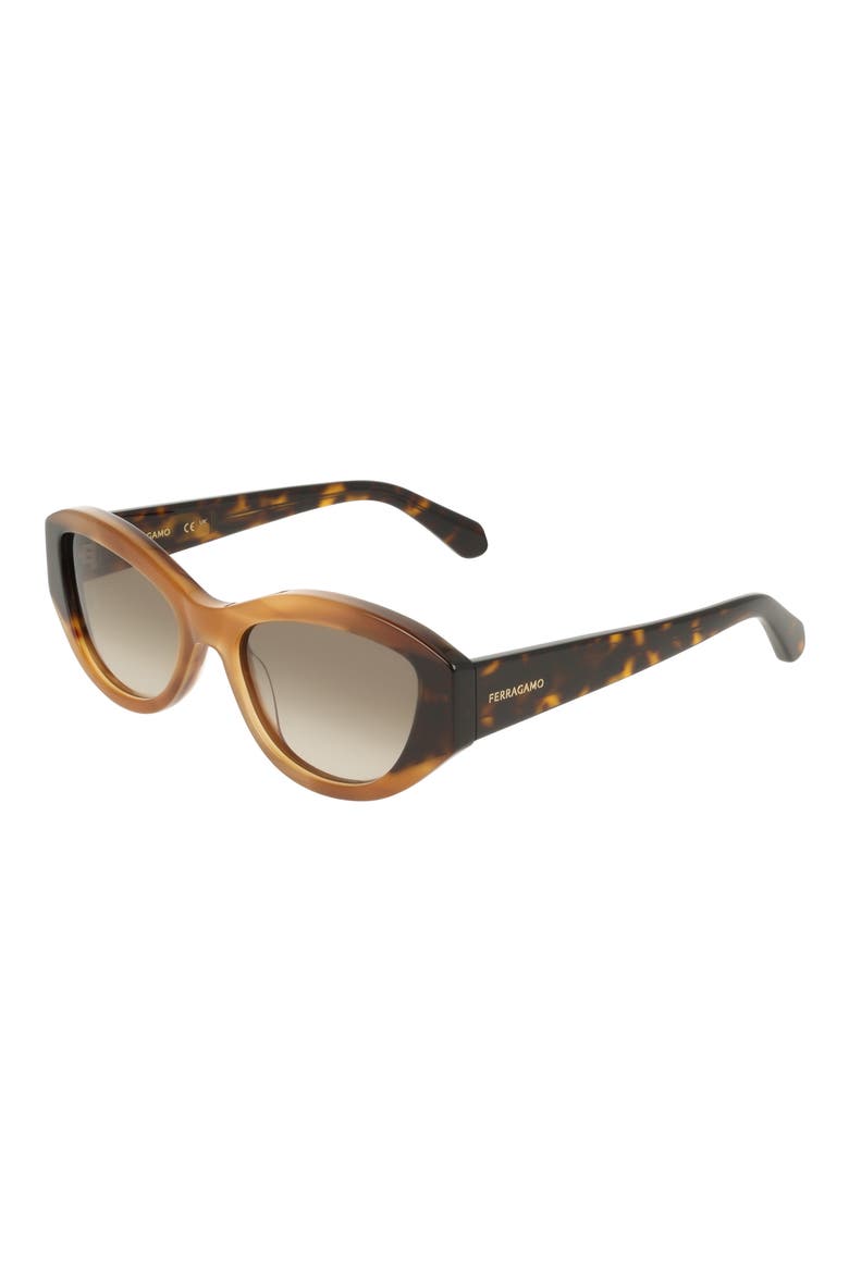 55mm Oval Sunglasses, Alternate, color, HONEY HORN/ DARK TORTOISE