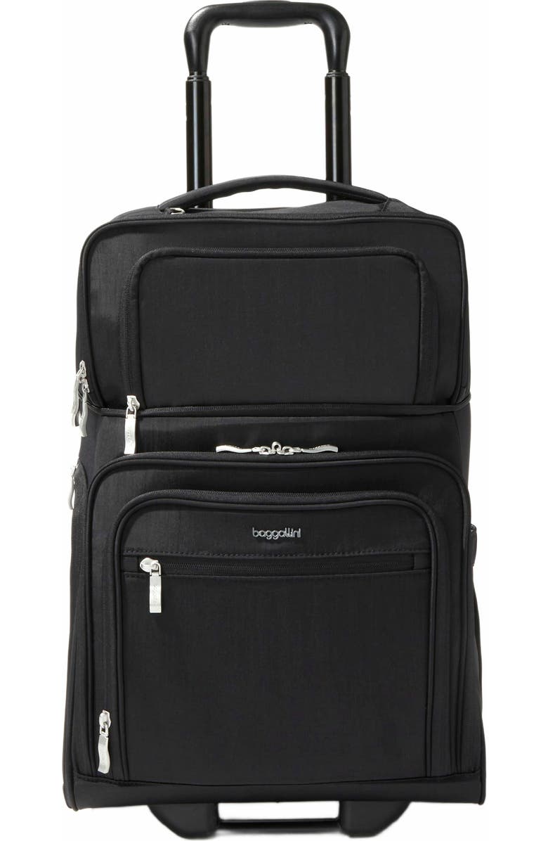 BAGGALLINI Expandable Underseat Carry-On Suitcase, Alternate, color, Black