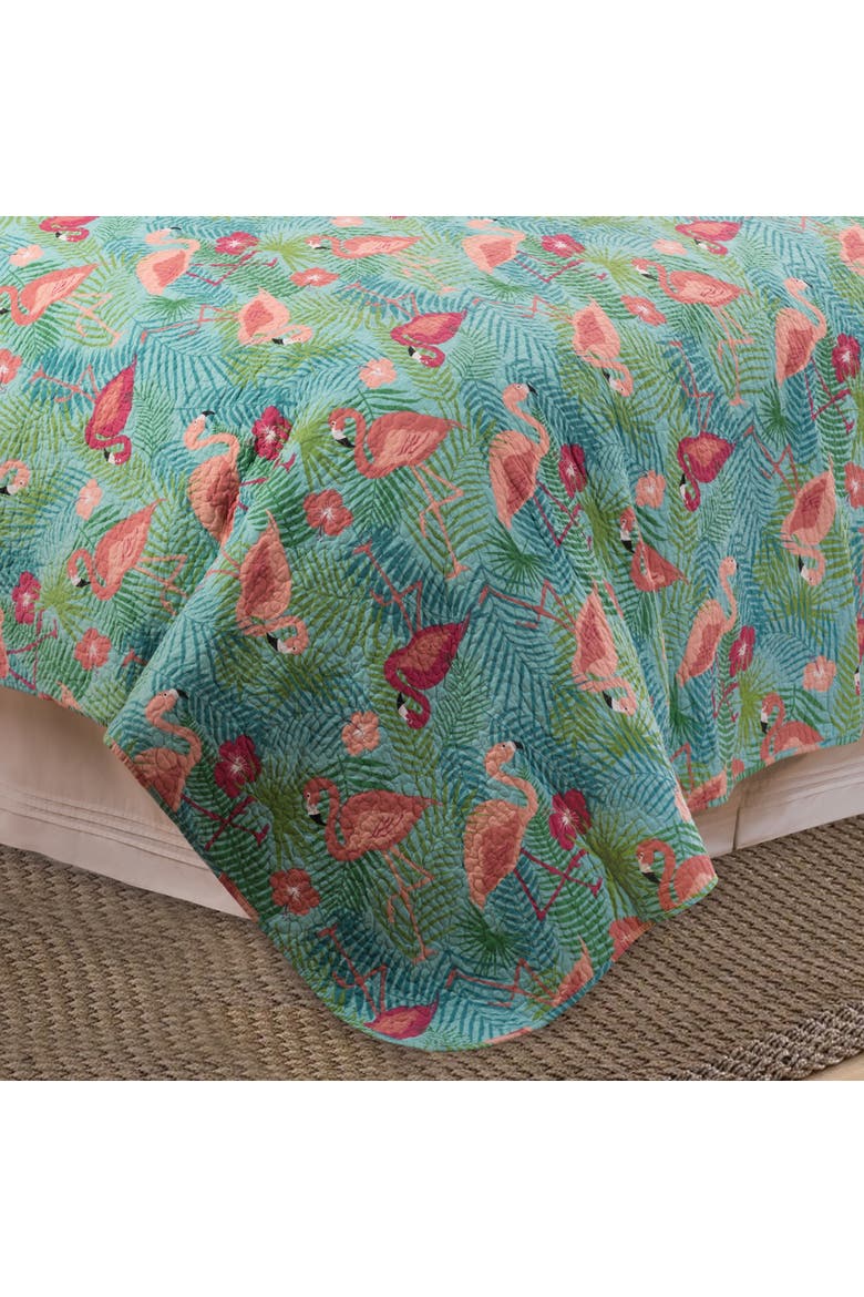 Isla Tropics Flamingo & Palms Quilt Set, Alternate, color, Green