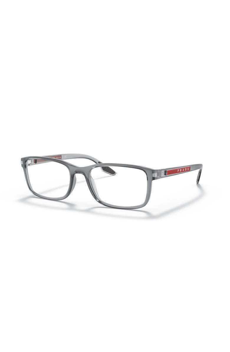 Prada Linea Rossa 55mm Rectangle optical glasses, Main, color, Grey