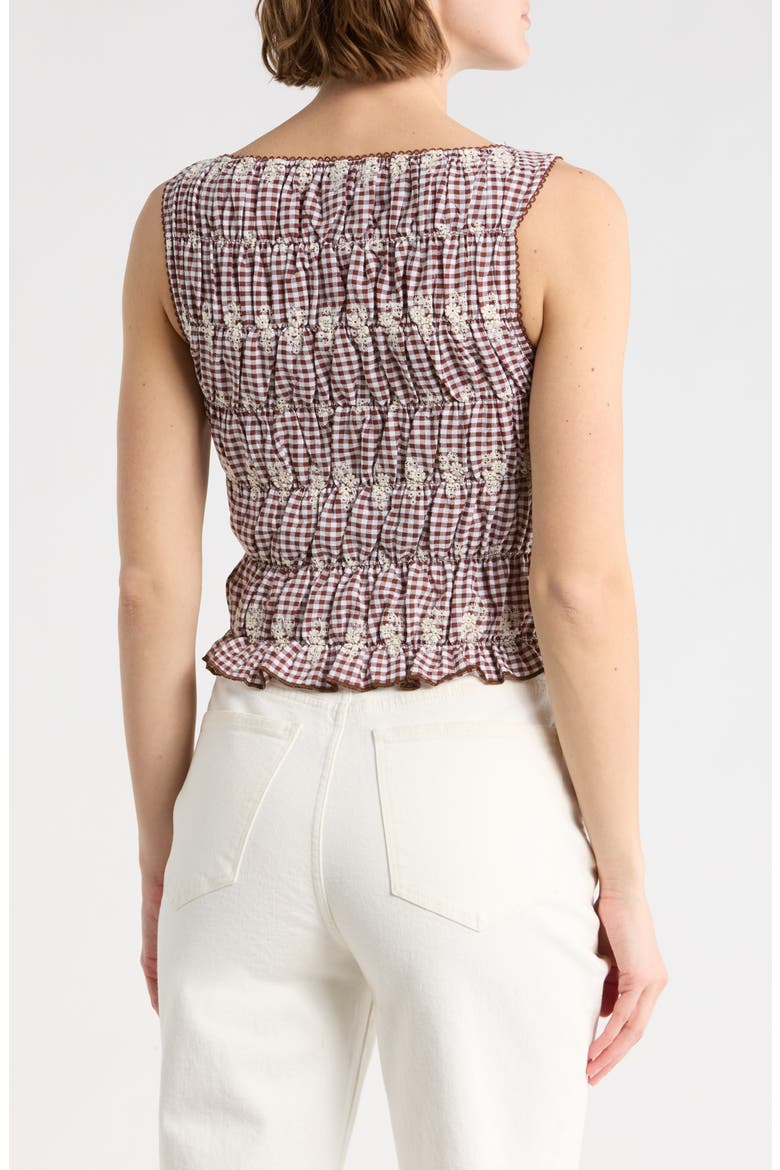Gingham Smock Tank, Alternate, color, BROWN