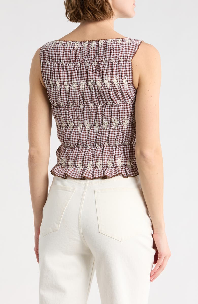 Vigoss Gingham Smock Tank, Alternate, color, Brown