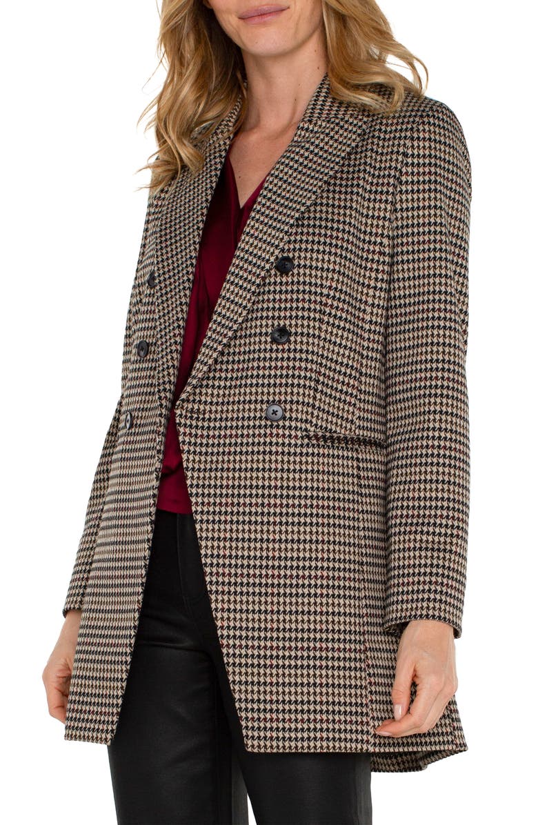 Liverpool Los Angeles Houndstooth Double Breasted Coat, Alternate, color, 