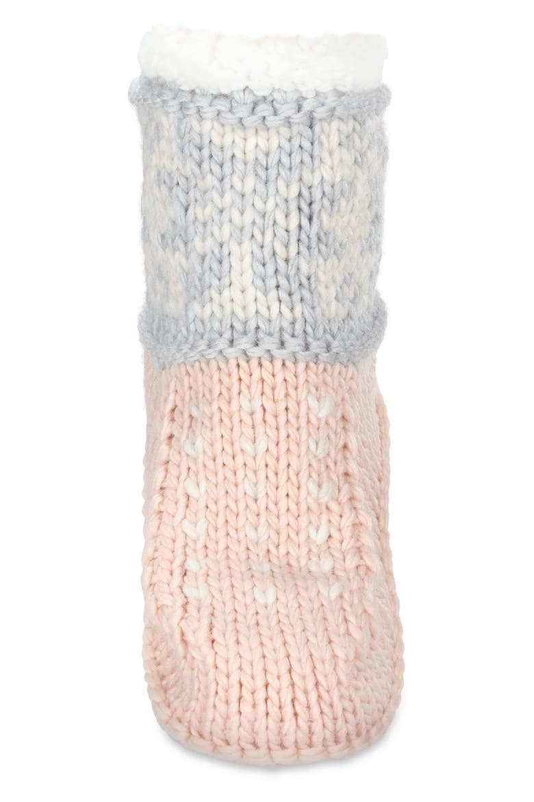 Snowflake Border Fleece Lined Slipper Socks, Alternate, color, BLUSH