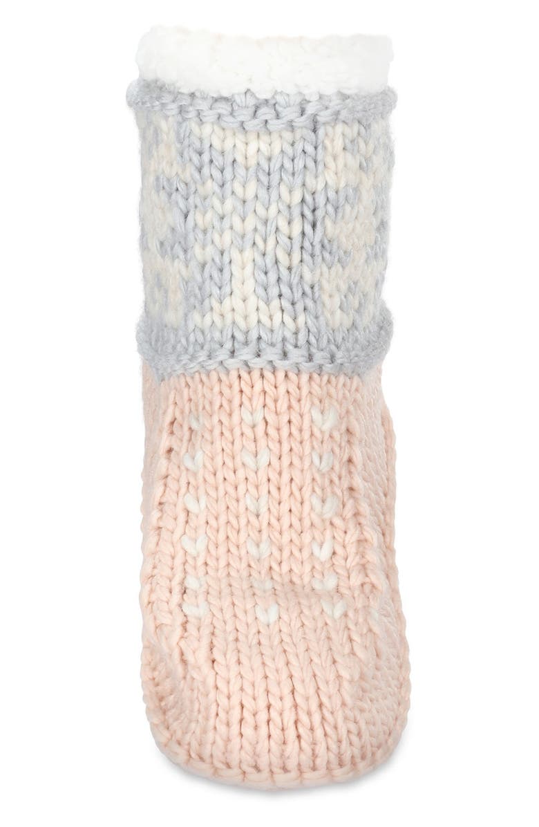 MeMoi Snowflake Border Fleece Lined Slipper Socks, Alternate, color, Blush