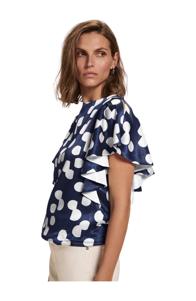 MINT VELVET Spot Draped Top, Alternate, color, Navy