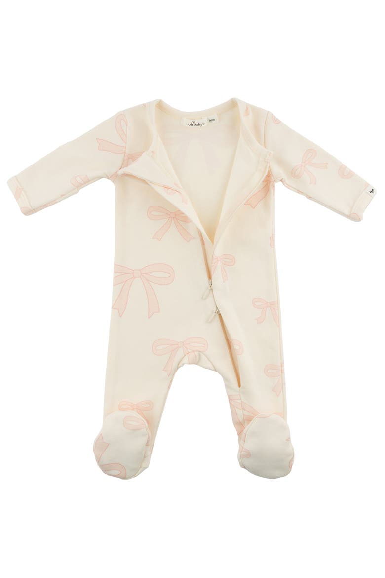 Big Bows Pink Footie, Alternate, color, Milk