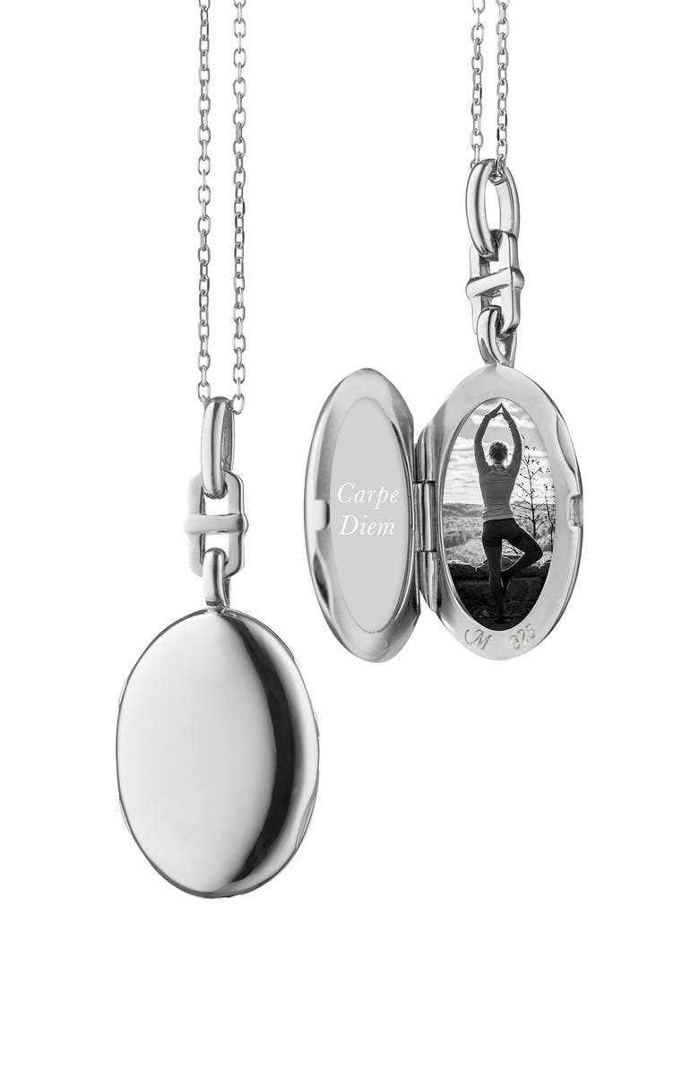 Monica Rich Kosann Eve Slim Oval Locket Necklace, Alternate, color, Silver