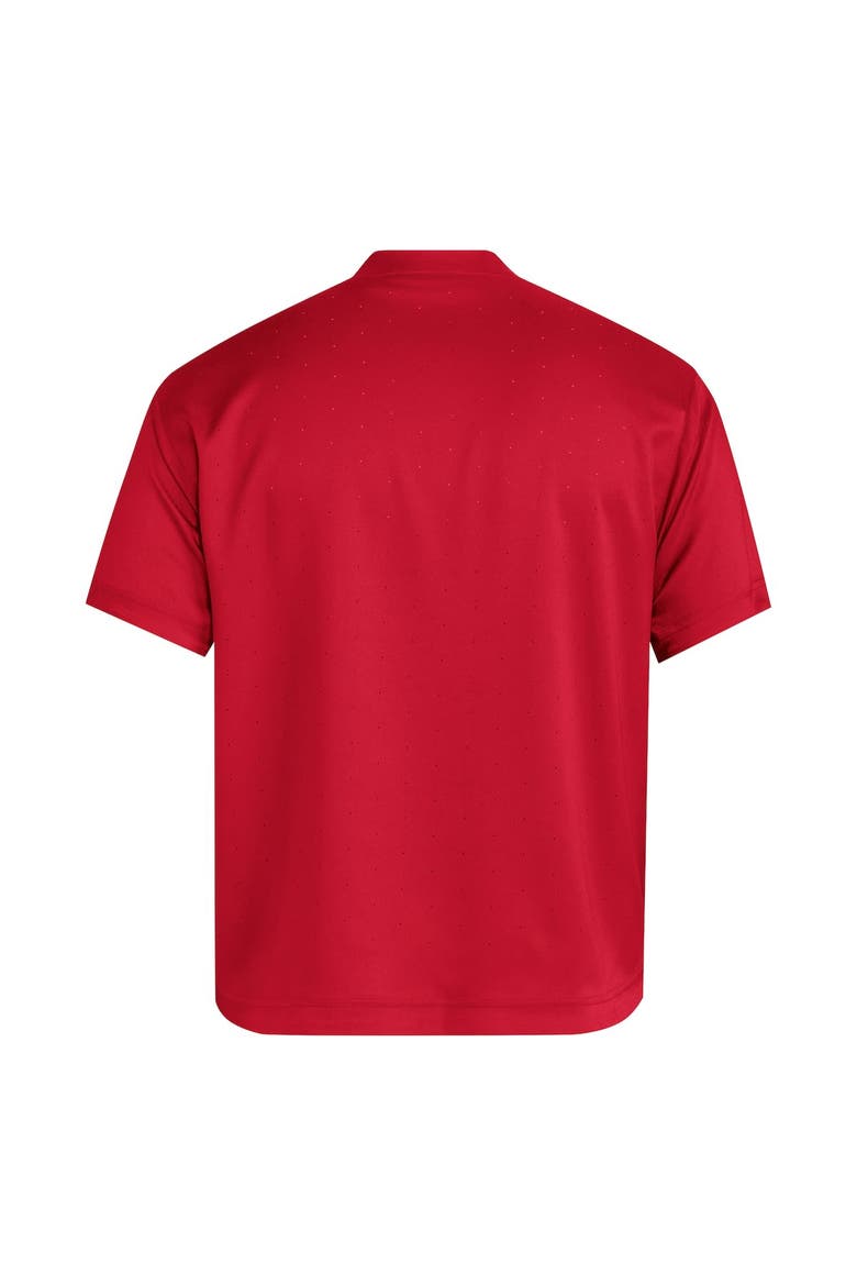 Men's adidas  Red Nebraska Huskers Dugout Coaches Adizero Notch Neck Pullover Top, Alternate, color, Red