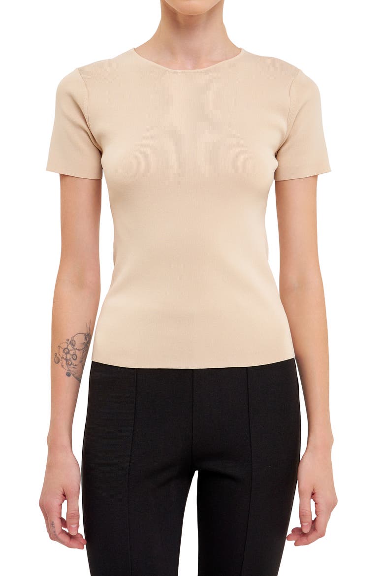Back Cutout Knit Top, Alternate, color, BEIGE