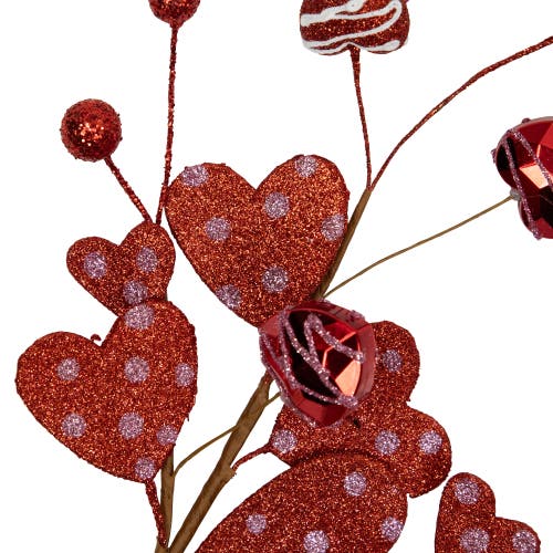 Northlight 18" Red Shimmering Glitter Valentine's Day Heart Spray In Red