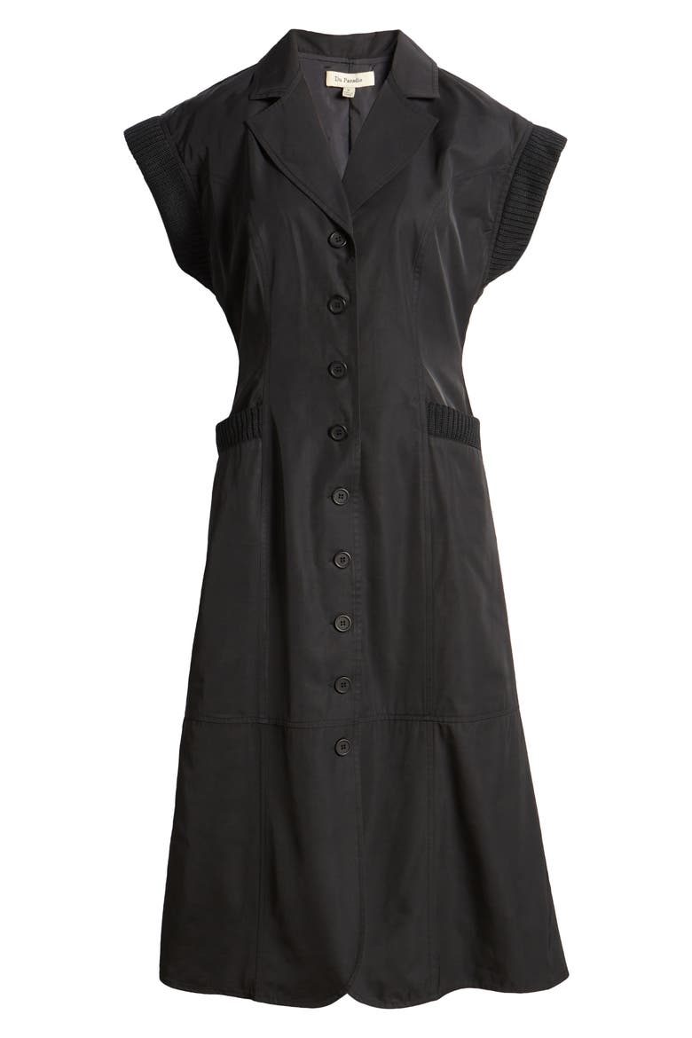 Millie Rib Trim Midi Dress, Alternate, color, BLACK