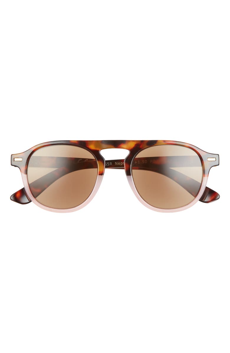 Peepers Neptune 50mm Polarized Reading Sunglasses, Main, color, Tortoise/ Pink