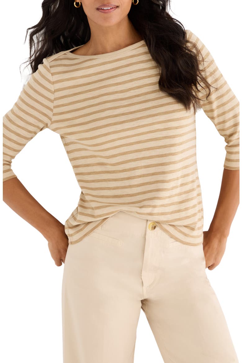 Stripe Boat Neck T-Shirt, Main, color, NEUTRAL MULTI