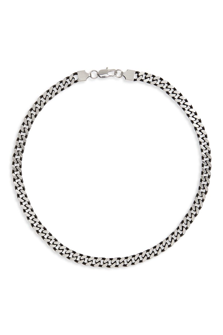 Men's Waterproof Edge Plated Curb Link Necklace, Alternate, color, BLACK- STAINLESS