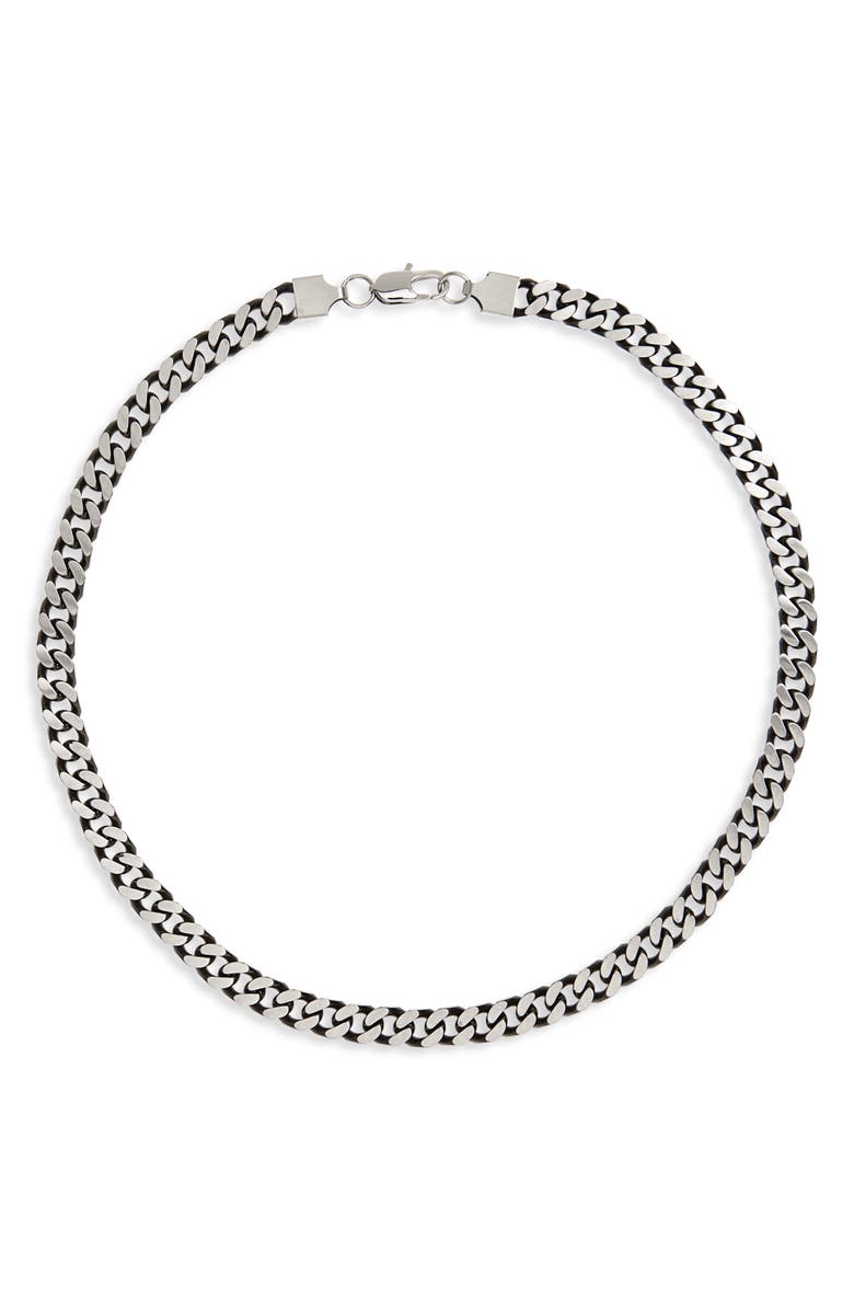 NORDSTROM RACK Men's Waterproof Edge Plated Curb Link Necklace, Alternate, color, Black- Stainless