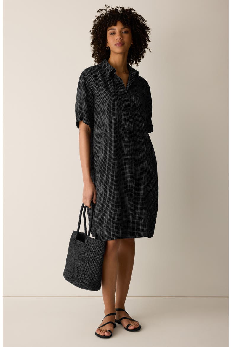 Print Elbow Sleeve Shirtdress, Alternate, color, BLACK/ WHITE