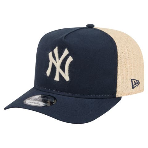 Men's New Era  Navy/Natural New York Yankees Grained 9FIFTY A-Frame Trucker Adjustable Hat
