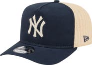 New Era Men's New Era Navy/Natural New York Yankees Grained 9FIFTY A-Frame Trucker Adjustable Hat