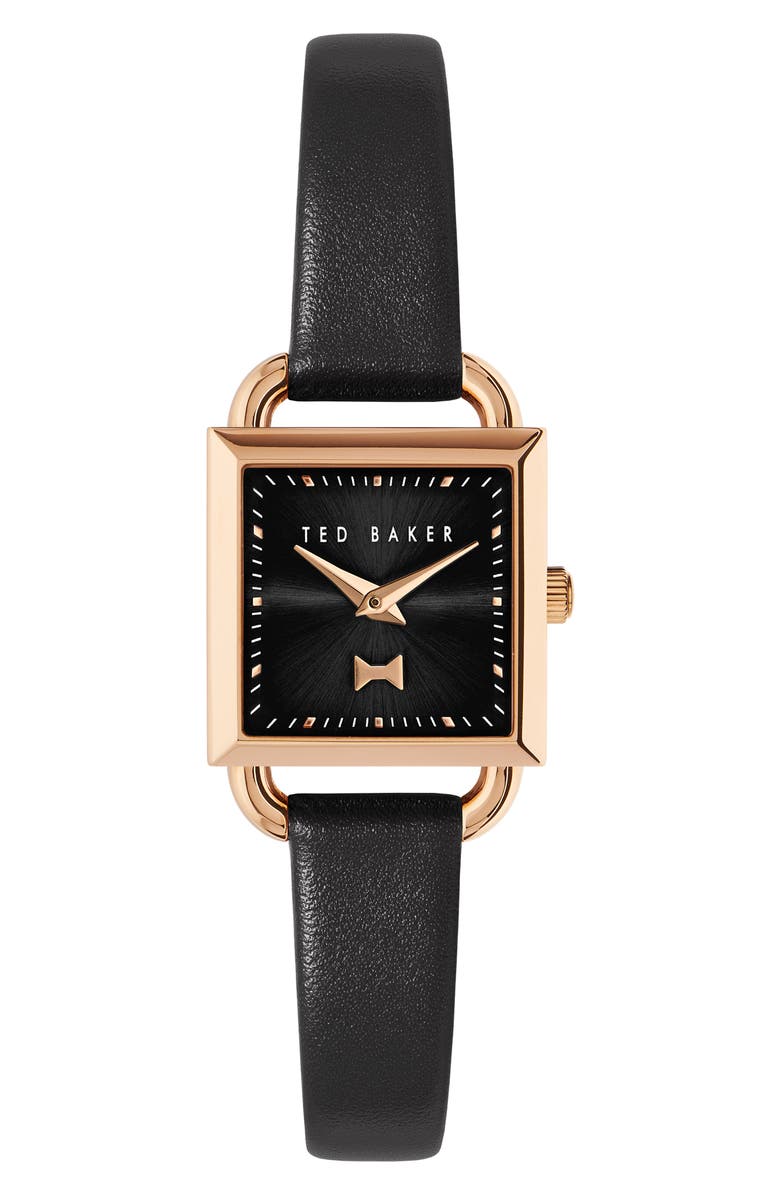 Ted Baker London Taliah Bow Leather Strap Watch, 24mm, Main, color, 