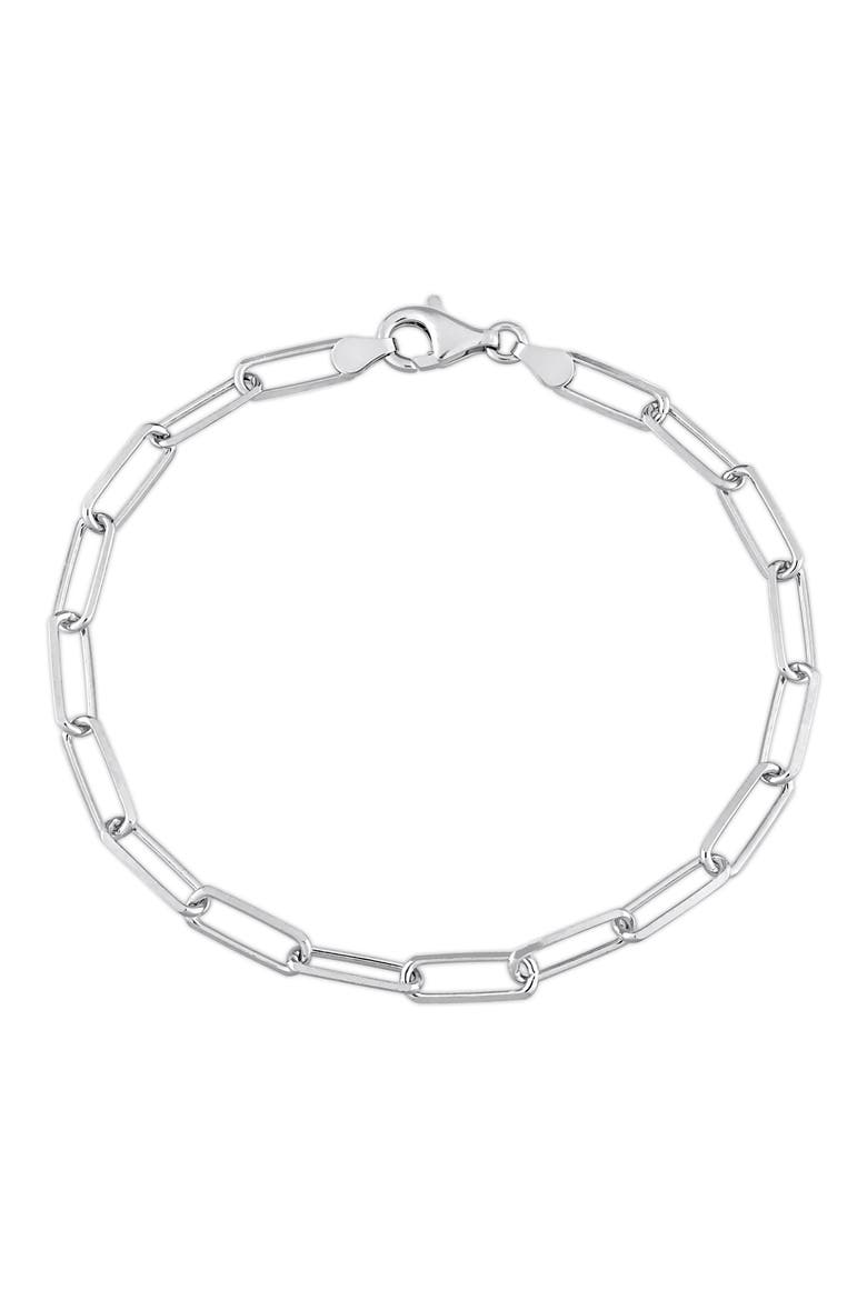 Men's Sterling Silver Paper Clip Chain Bracelet, Main, color, WHITE