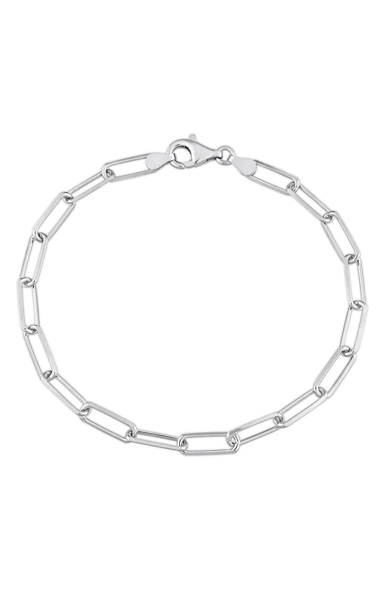 DELMAR Men's Sterling Silver Paper Clip Chain Bracelet, Main, color, White